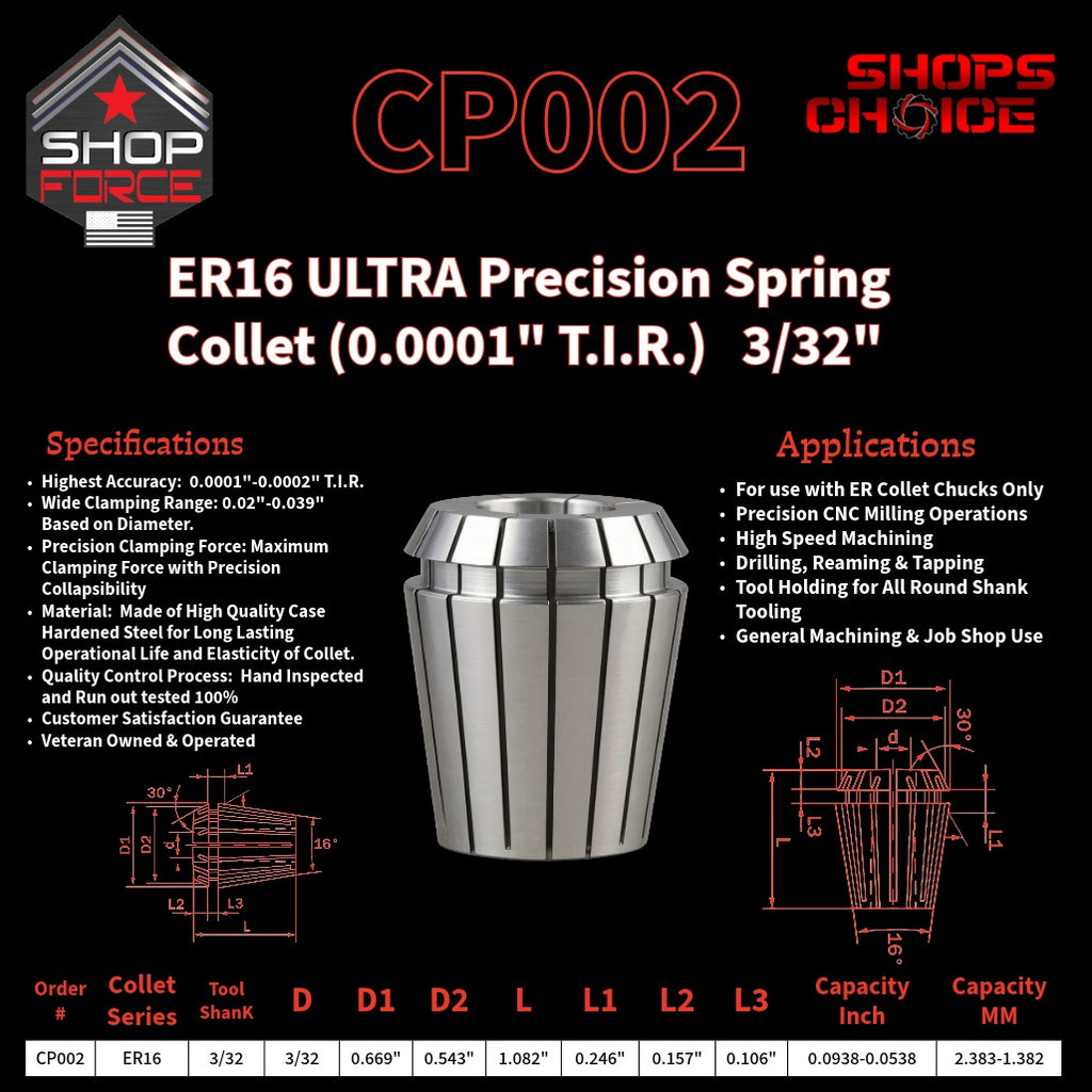 CP002 Ultra High Precision ER Spring Collets image 2