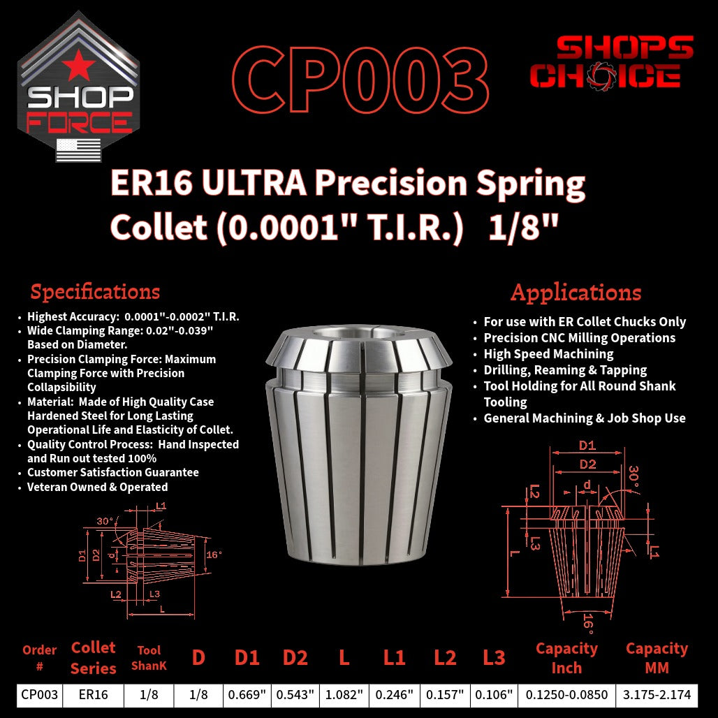 CP003 Ultra High Precision ER Spring Collets image 2