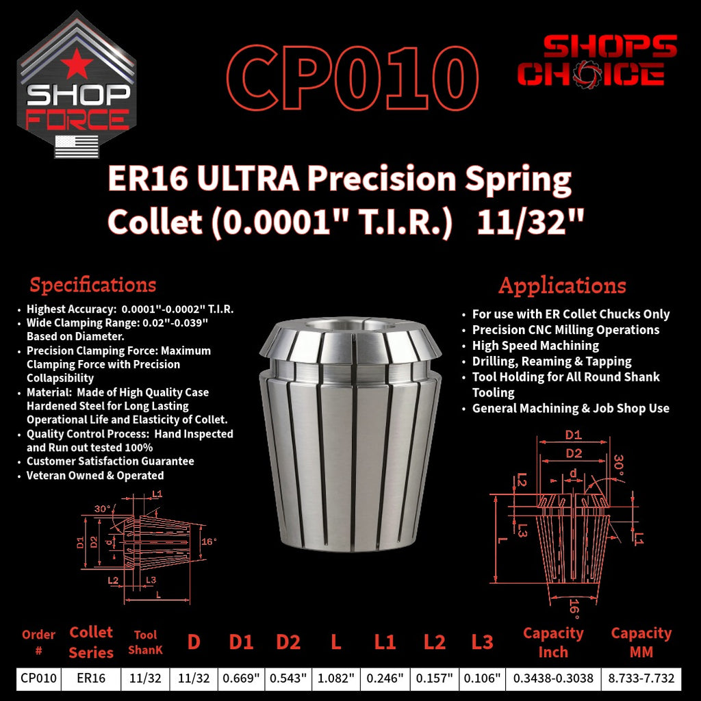 CP010 Ultra High Precision ER Spring Collets image 2
