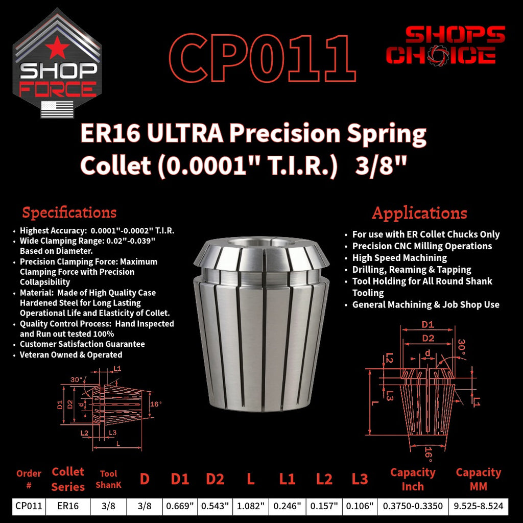 CP011 Ultra High Precision ER Spring Collets image 2