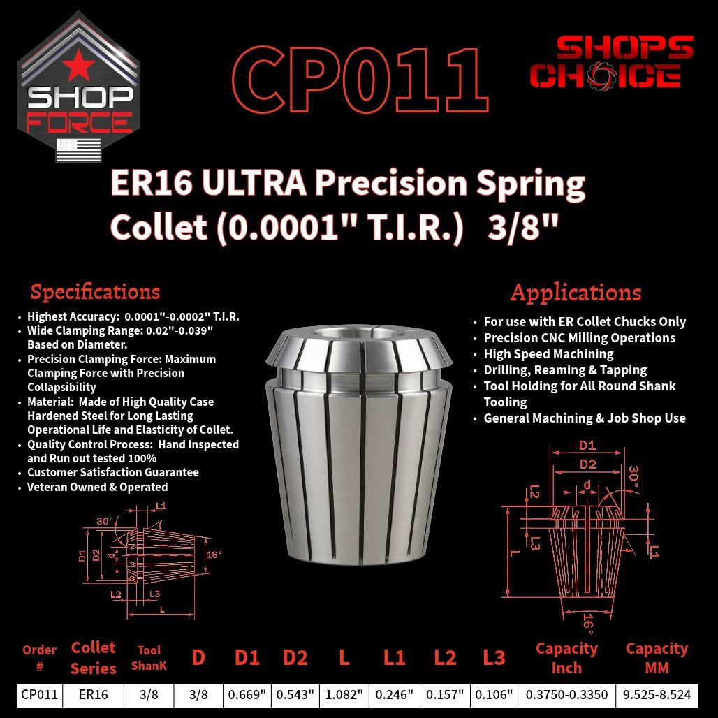 CP011 Ultra High Precision ER Spring Collets image 2