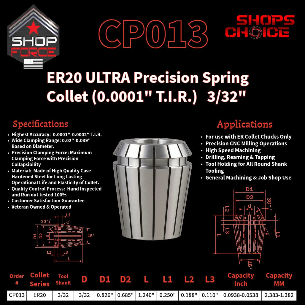 CP013 Ultra High Precision ER Spring Collets image 2