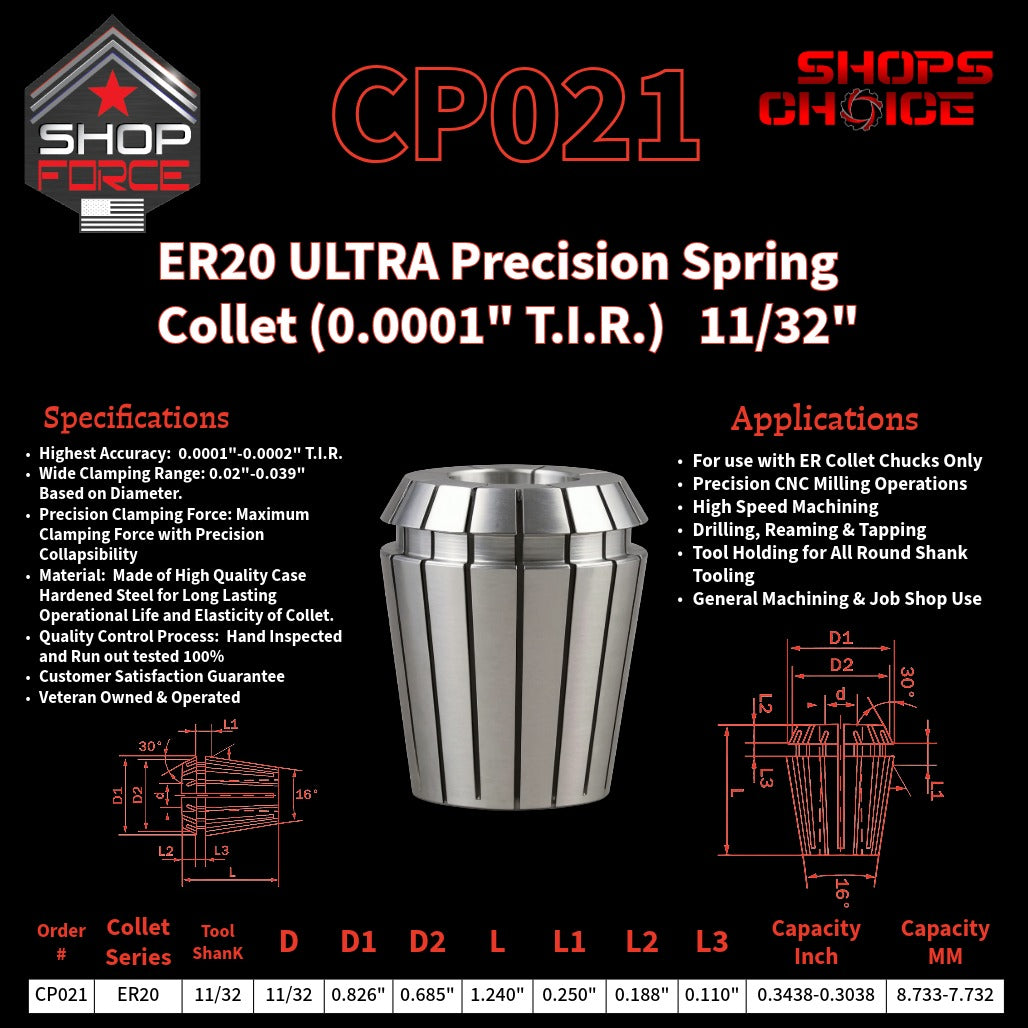 CP021 Ultra High Precision ER Spring Collets image 2