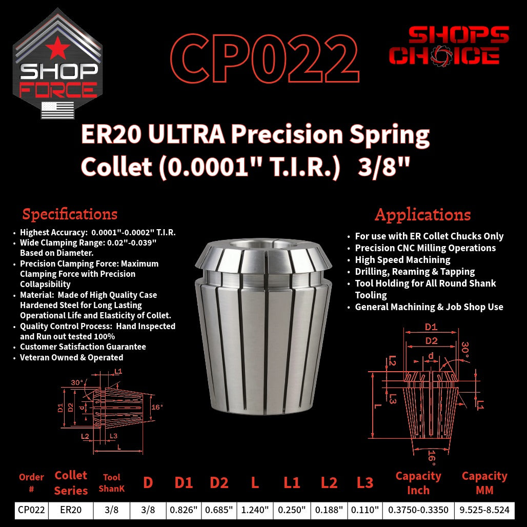 CP022 Ultra High Precision ER Spring Collets image 2