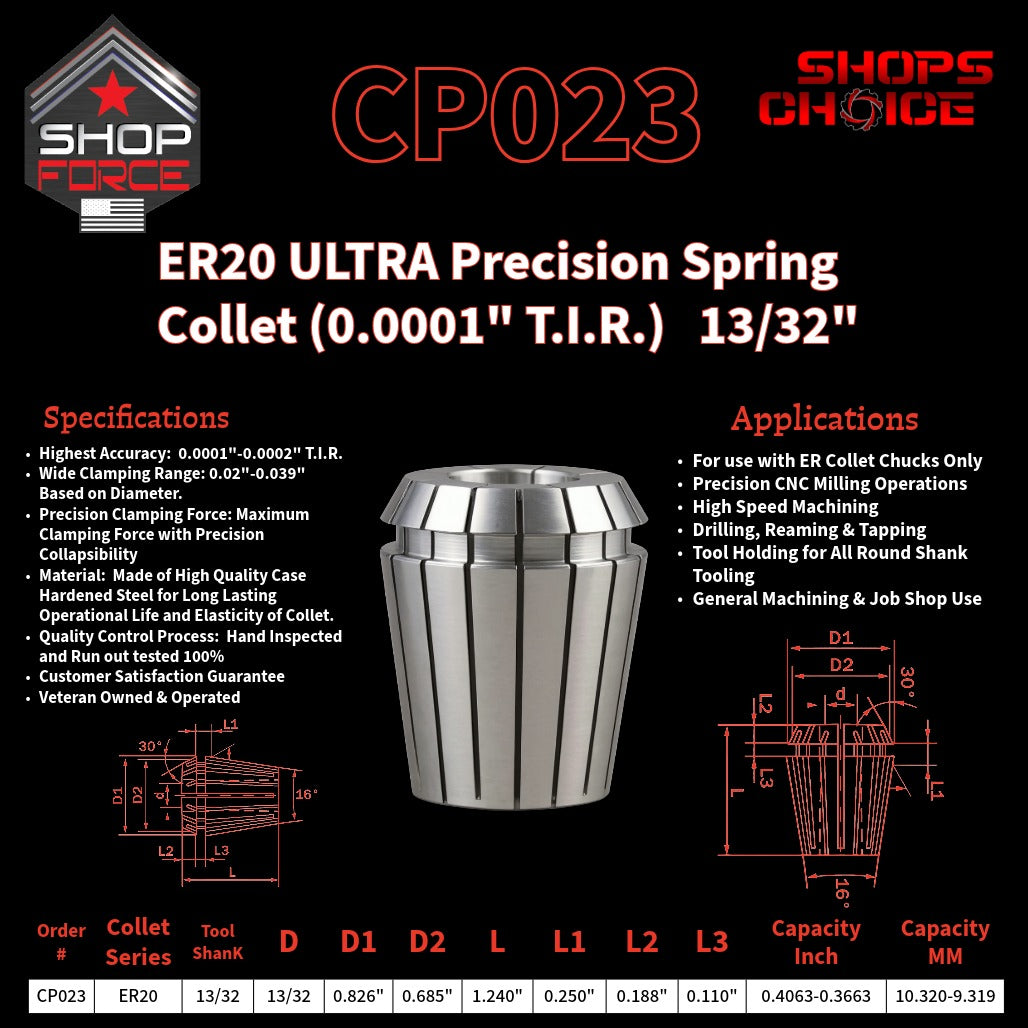 CP023 Ultra High Precision ER Spring Collets image 2