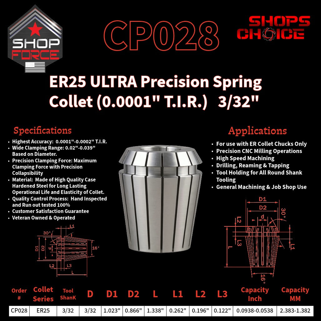 CP028 Ultra High Precision ER Spring Collets image 2