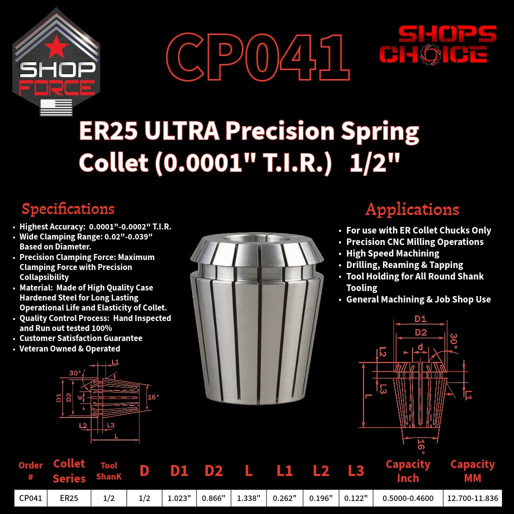 CP041 Ultra High Precision ER Spring Collets image 2