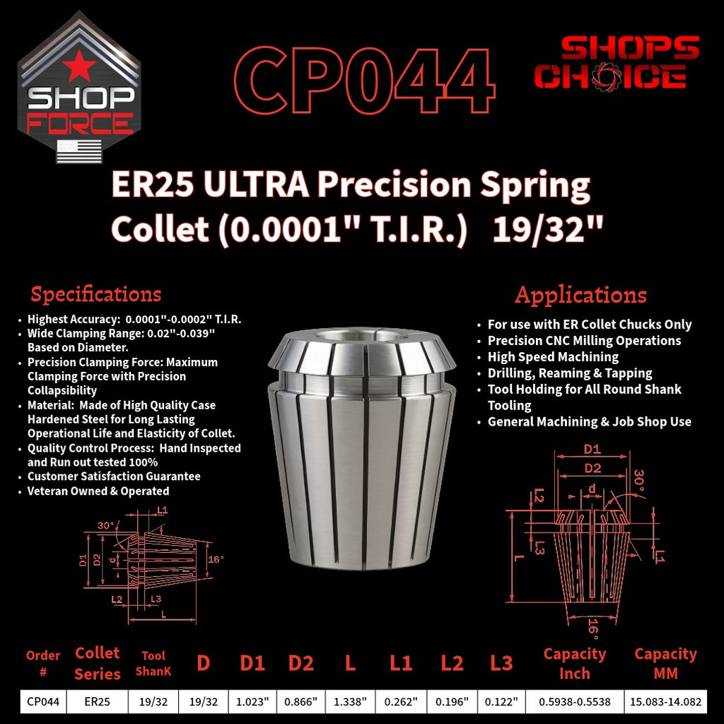 CP044 Ultra High Precision ER Spring Collets image 2