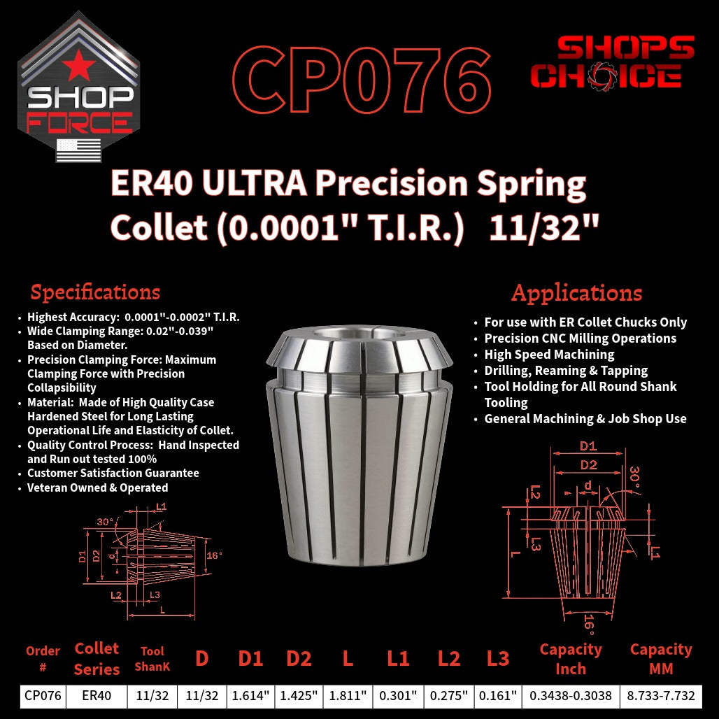 CP076 Ultra High Precision ER Spring Collets image 2