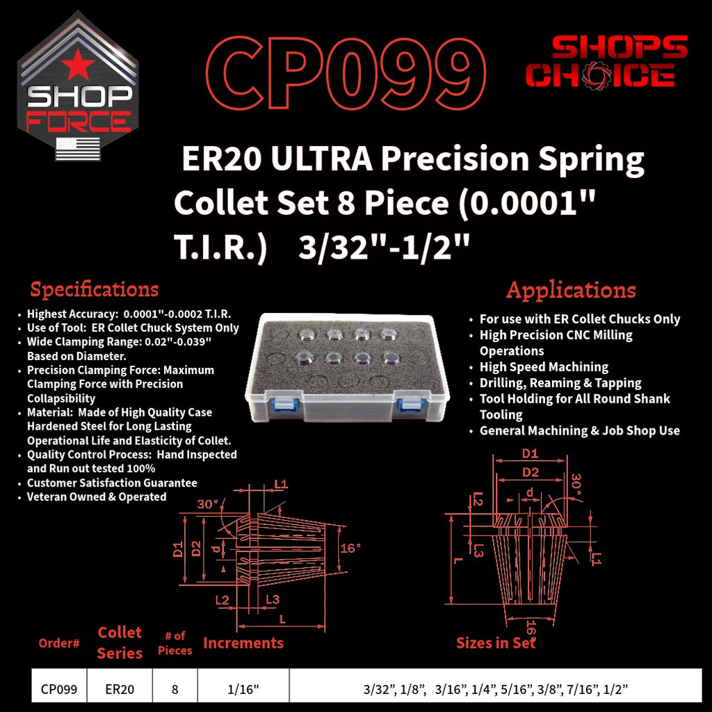 CP099 Ultra High Precision ER Spring Collets image 2