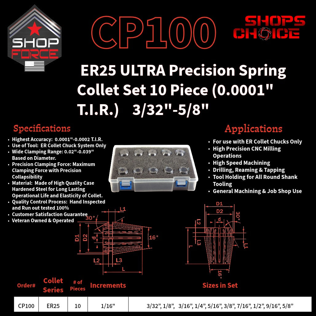 CP100 Ultra High Precision ER Spring Collets image 2