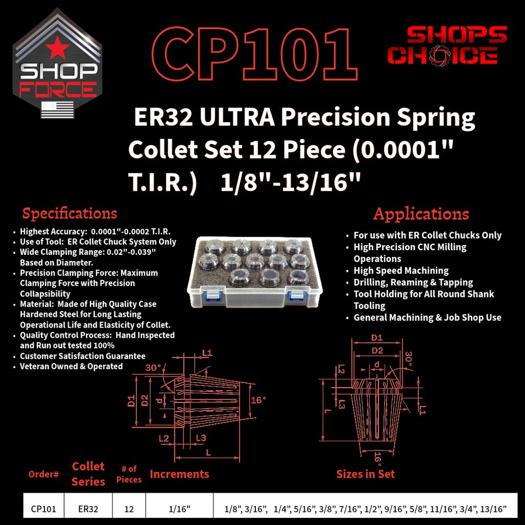 CP101 Ultra High Precision ER Spring Collets image 2