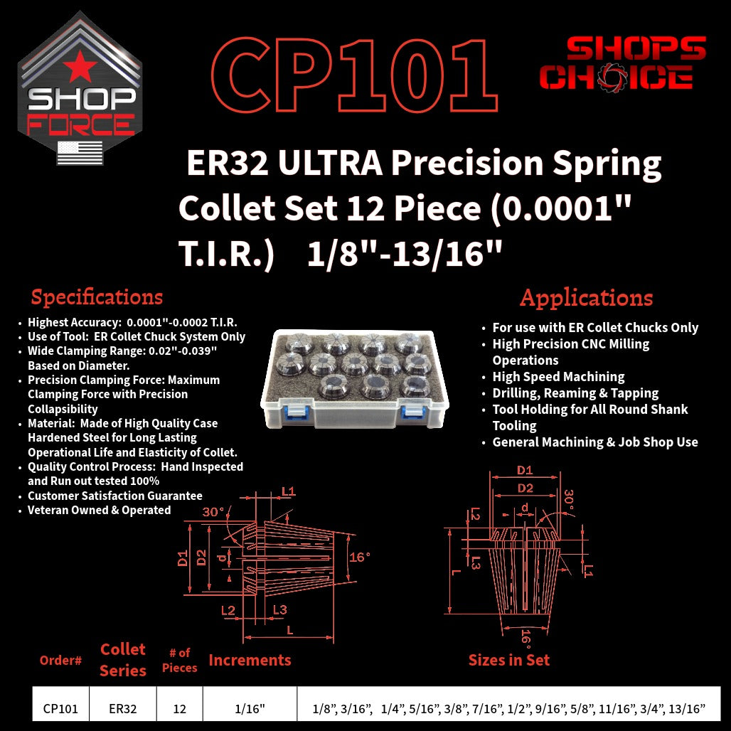 CP101 Ultra High Precision ER Spring Collets image 2