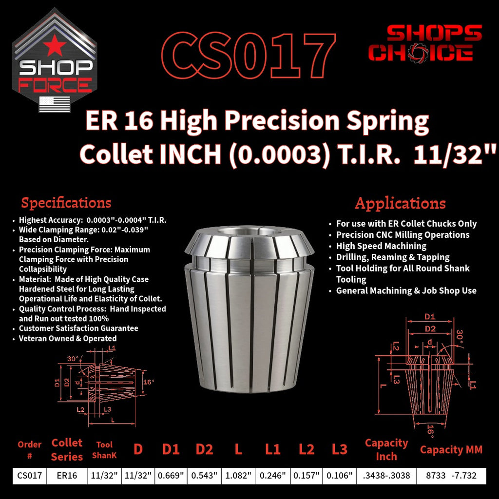 CS017 HP Inch ER Spring Collets image 2