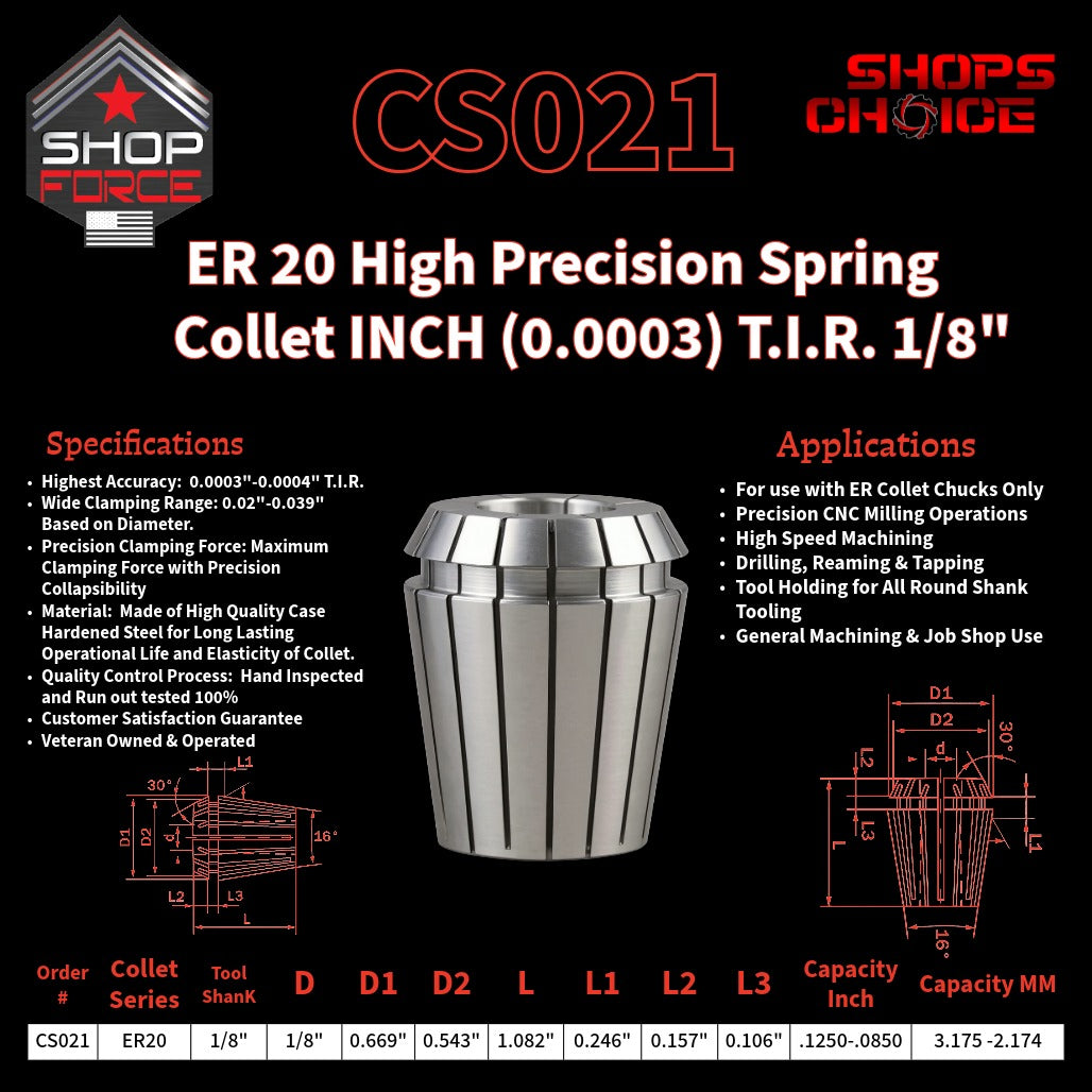CS021 HP Inch ER Spring Collets image 2