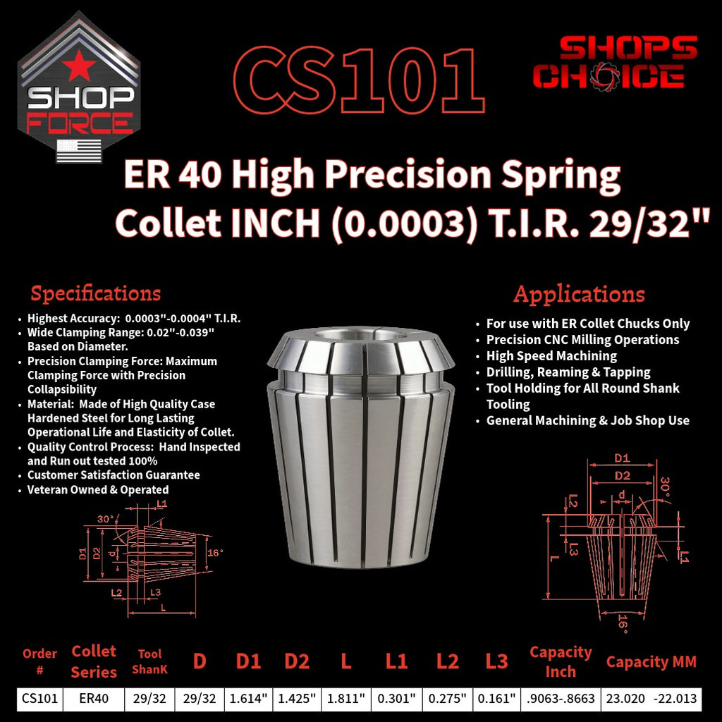 CS101 HP Inch ER Spring Collets image 2