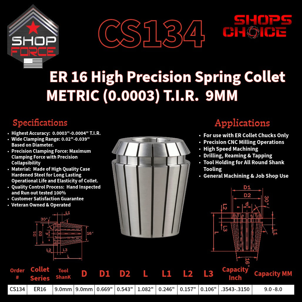 CS134 HP Metric ER Spring Collets image 2