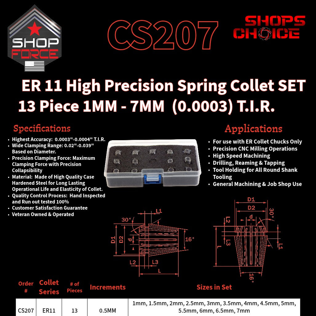 CS207 HP Metric ER Spring Collets image 2