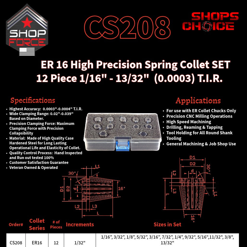 CS208 HP Inch ER Spring Collets image 2
