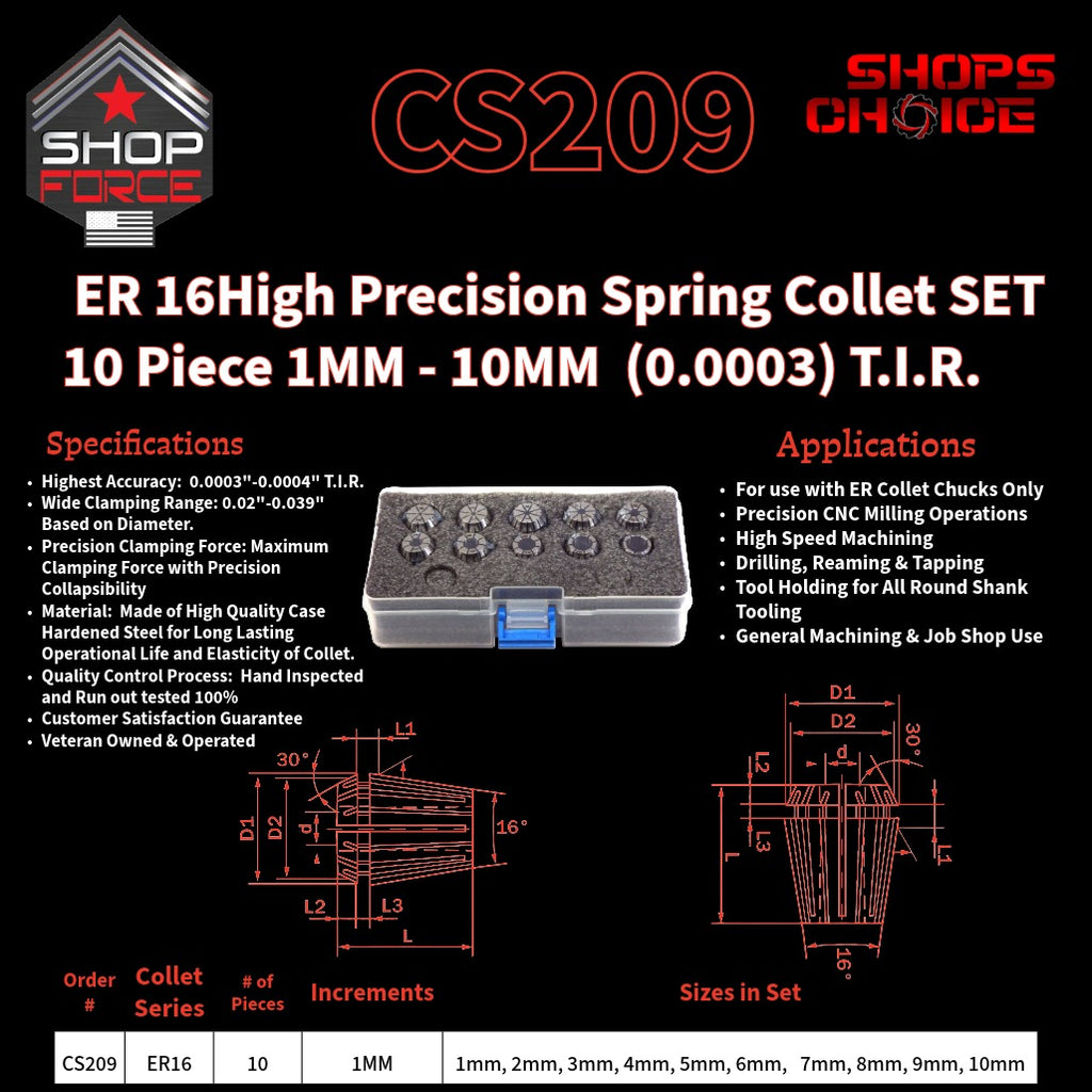 CS209 HP Metric ER Spring Collets image 2