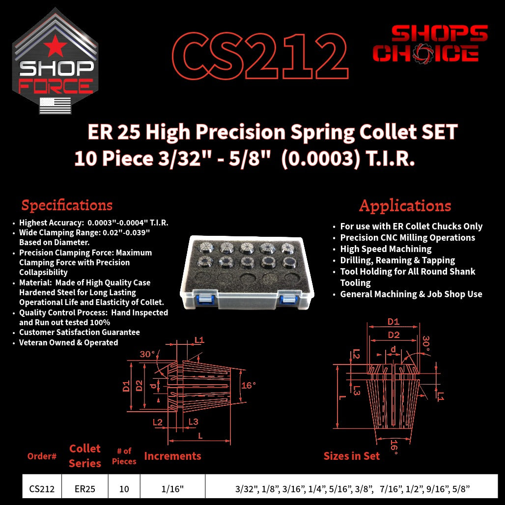 CS212 HP Inch ER Spring Collets image 2