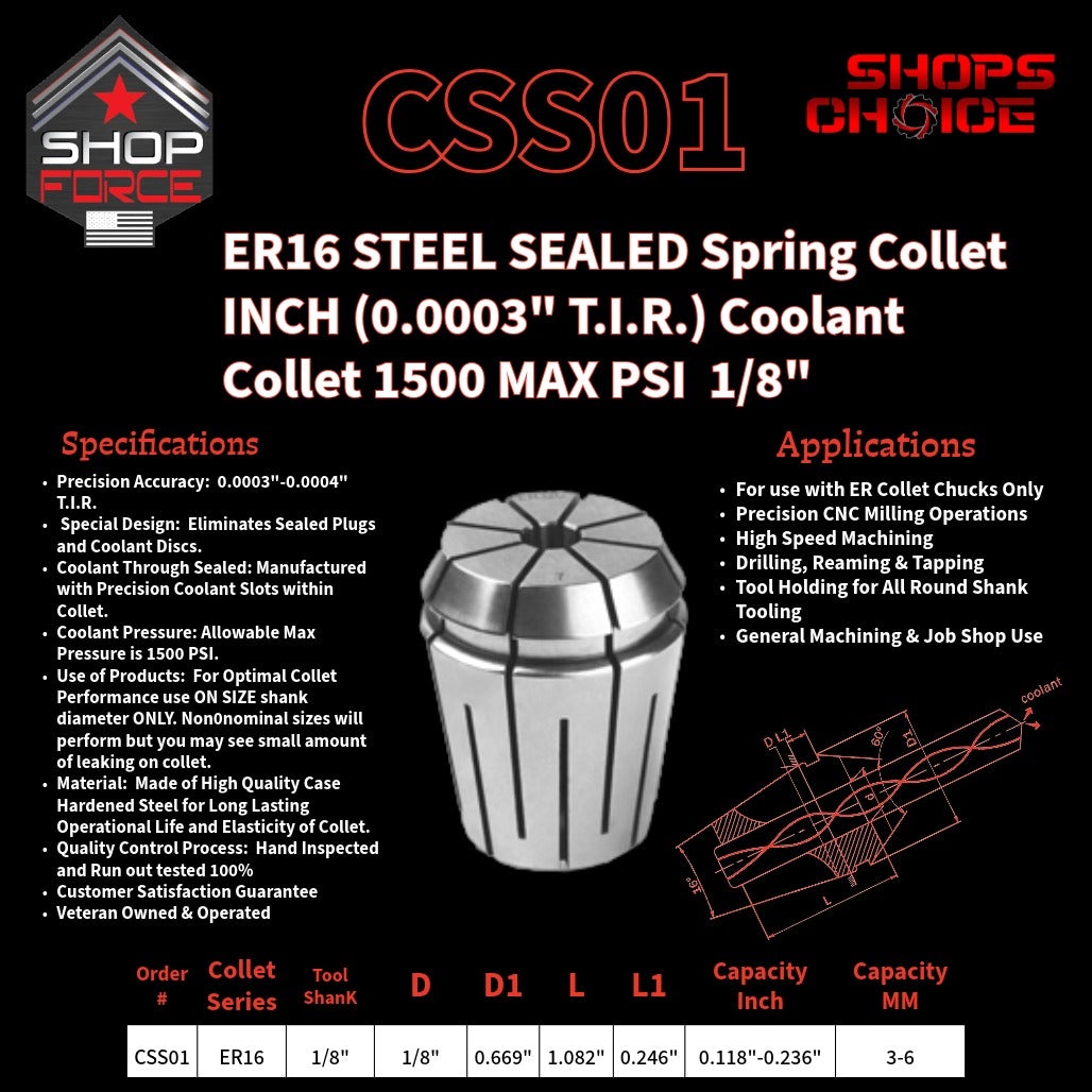 Steel Sealed ER Spring Collets for precise and reliable machining applications, featuring high performance, durability, and compatibility with various tool sizes for optimal cutting and holding.