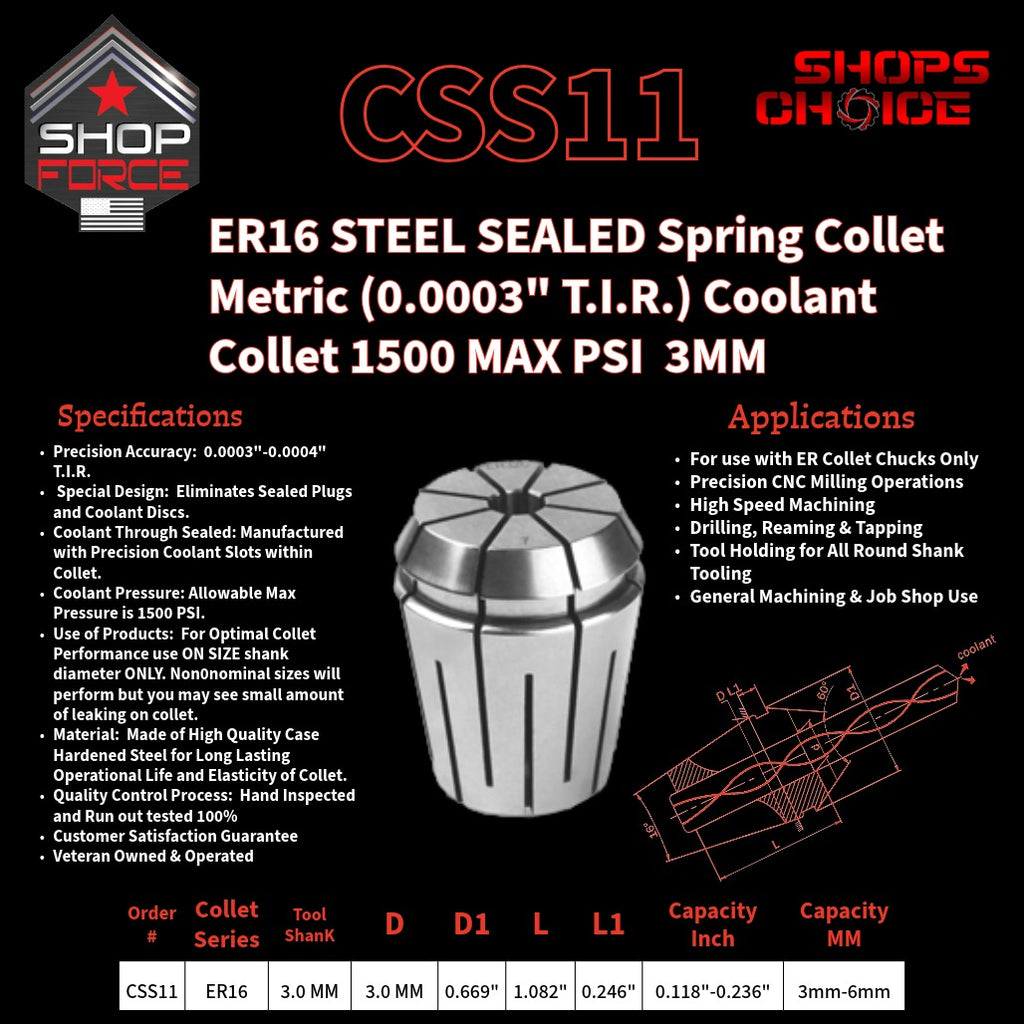 Steel Sealed ER Spring Collets for precise tool holding, high-performance machining, and coolant protection. Compatible with various ER collet series, ideal for CNC equipment and industrial applications.
