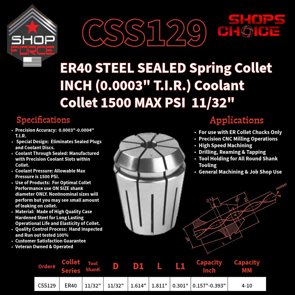 CSS129 Steel Sealed Inch ER Spring Collets image 2