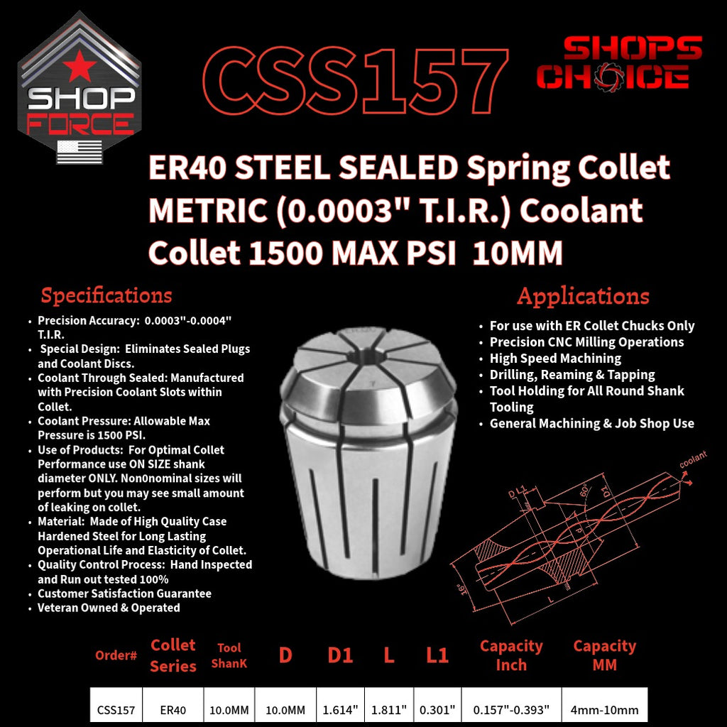 CSS157 Steel Sealed Metric ER Spring Collets image 2