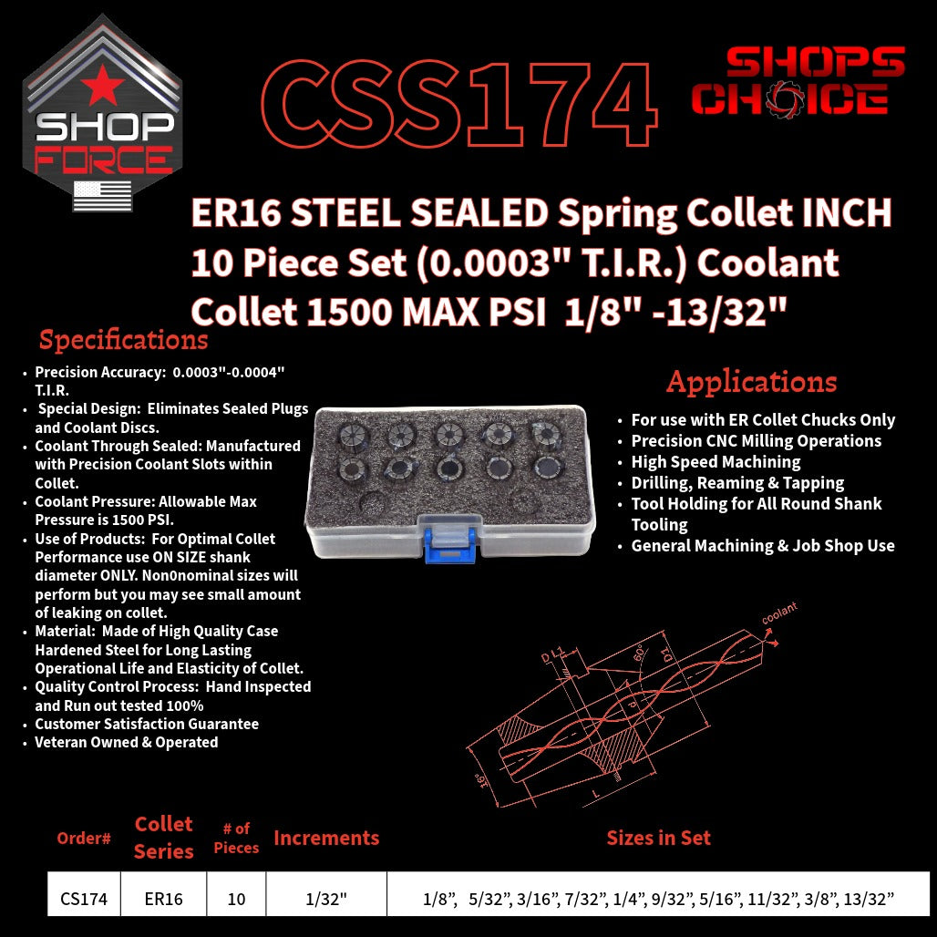 CSS174 Steel Sealed Inch ER Spring Collets image 2