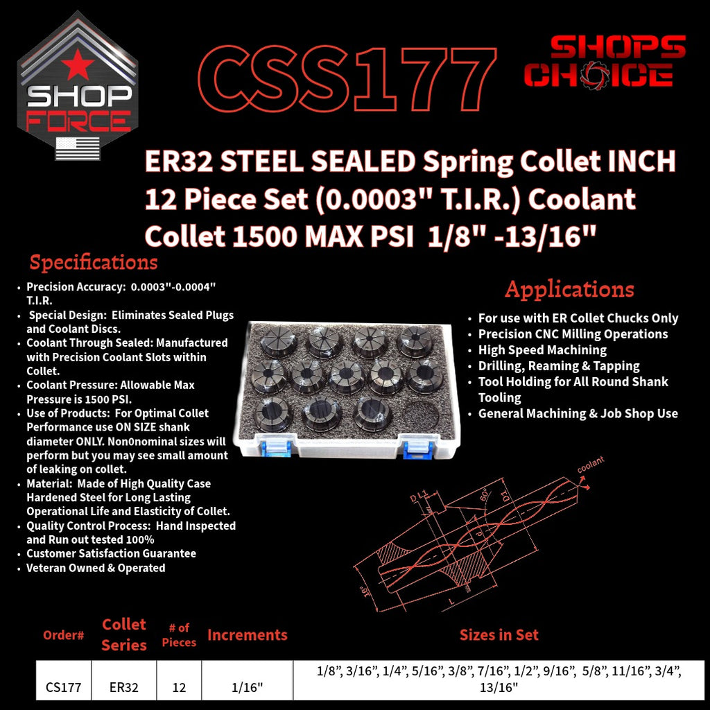CSS177 Steel Sealed Inch ER Spring Collets image 2