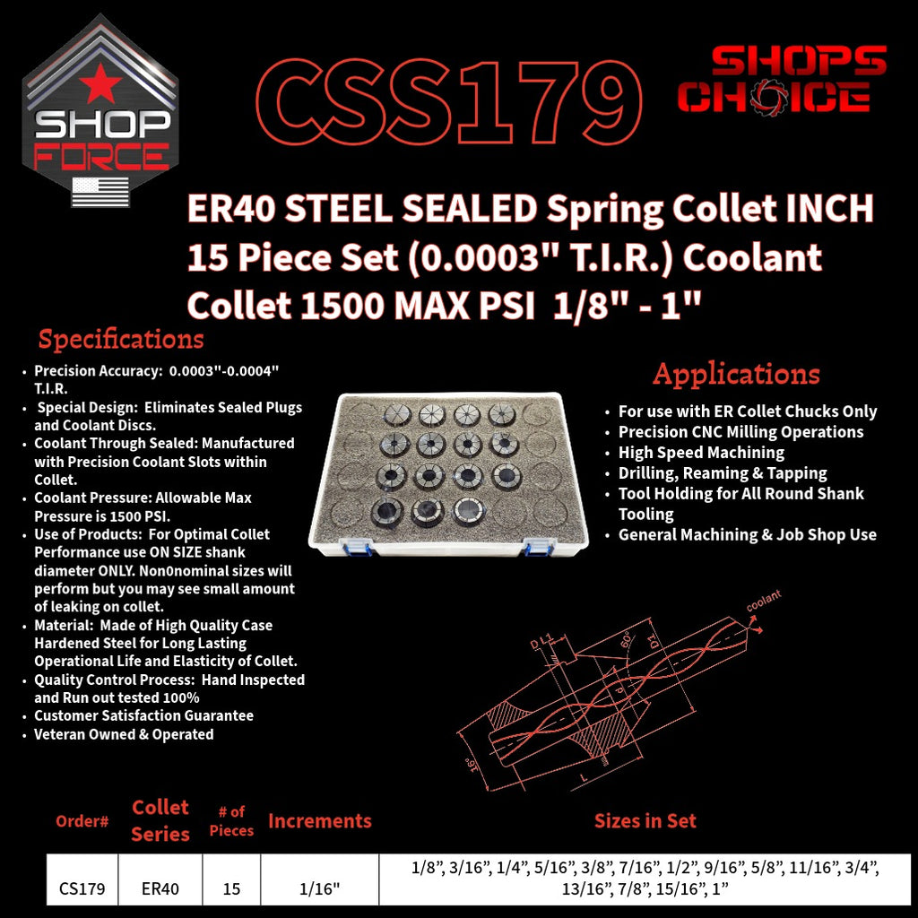 CSS179 Steel Sealed Inch ER Spring Collets image 2