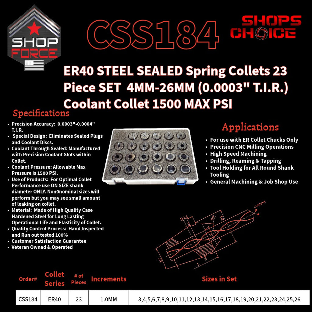 CSS184 Steel Sealed Metric ER Spring Collets image 2