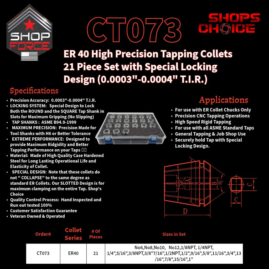 CT073 ER Tap Collets set image 2