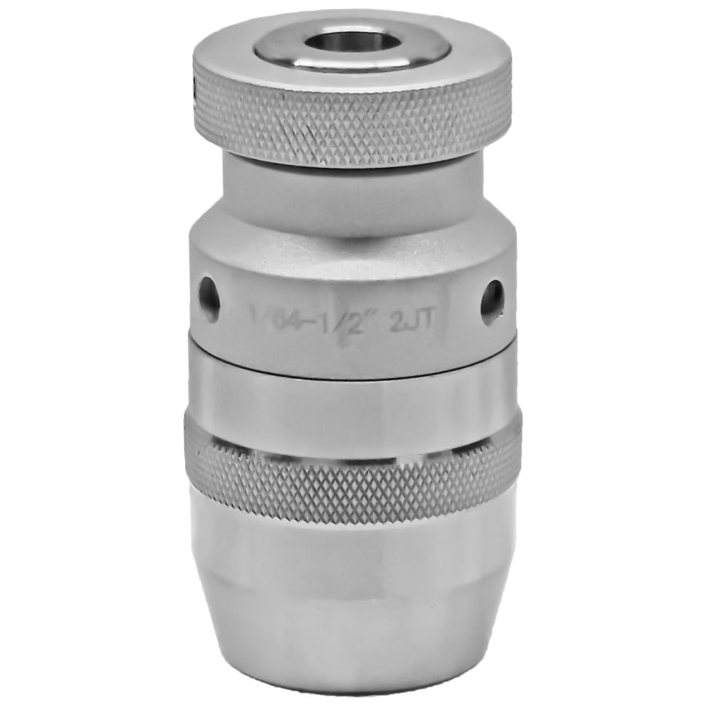 High precision JT keyless drill chucks for industrial use, offering 10,000 RPM, nickel coating, self-tightening, and heat-treated construction for durability and accuracy.