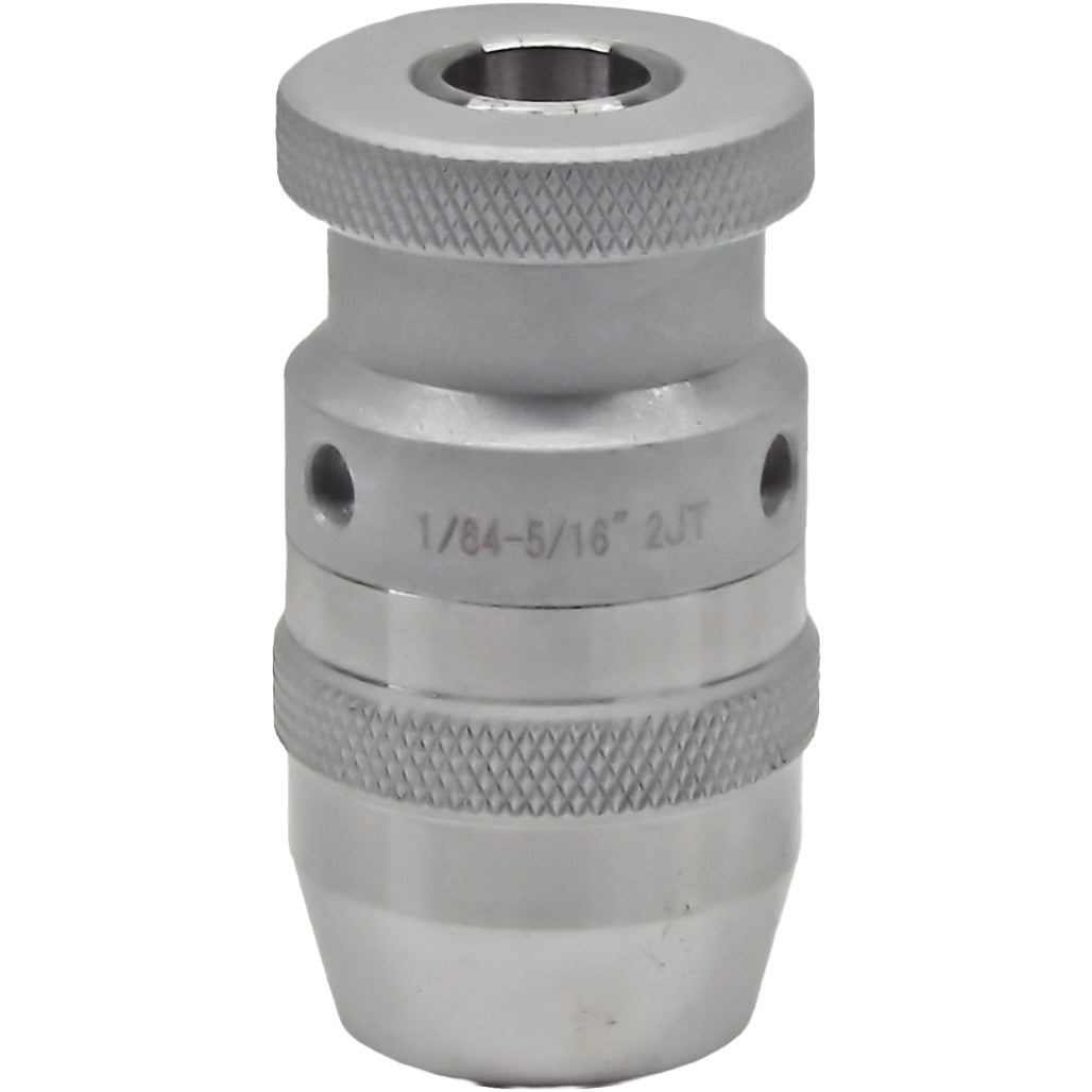 High precision JT keyless drill chucks for industrial use, offering 10,000 RPM, nickel coating, self-tightening, and heat-treated construction for durability and accuracy.
