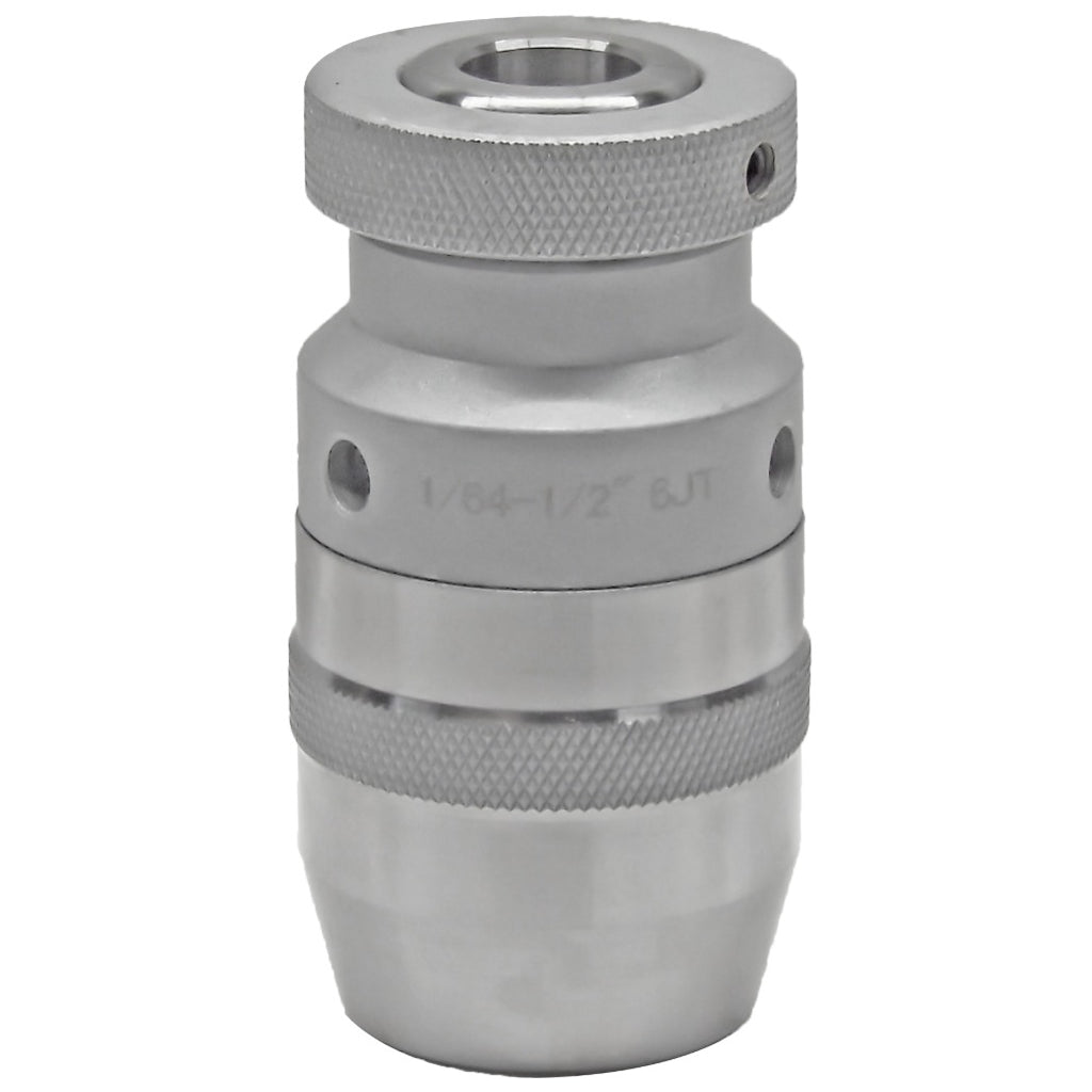 High precision JT keyless drill chucks for industrial use, offering 10,000 RPM, nickel coating, self-tightening, and heat-treated construction for durability and accuracy.