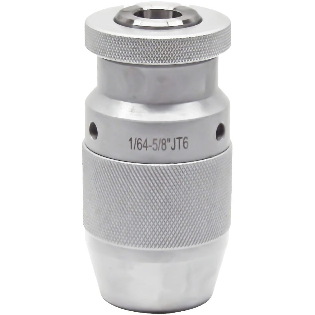 High precision JT keyless drill chucks for industrial use, offering 10,000 RPM, nickel coating, self-tightening, and heat-treated construction for durability and accuracy.
