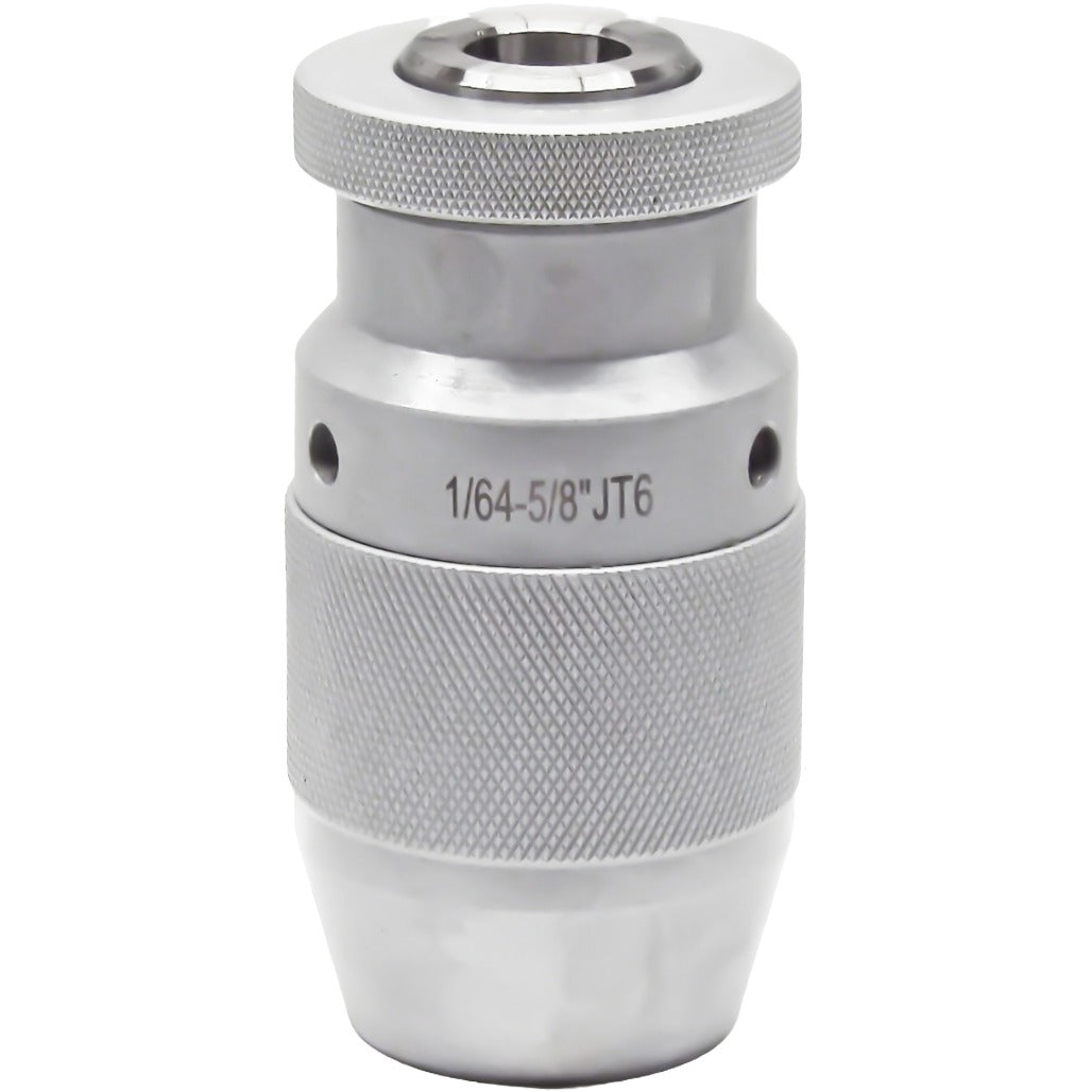 High precision JT keyless drill chucks for industrial use, offering 10,000 RPM, nickel coating, self-tightening, and heat-treated construction for durability and accuracy.