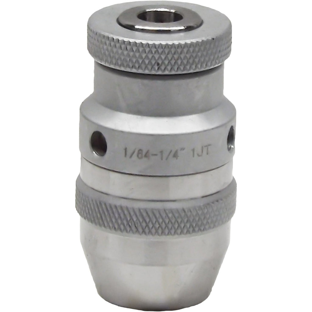 High precision JT keyless drill chucks for industrial use, offering 10,000 RPM, nickel coating, self-tightening, and heat-treated construction for durability and accuracy.