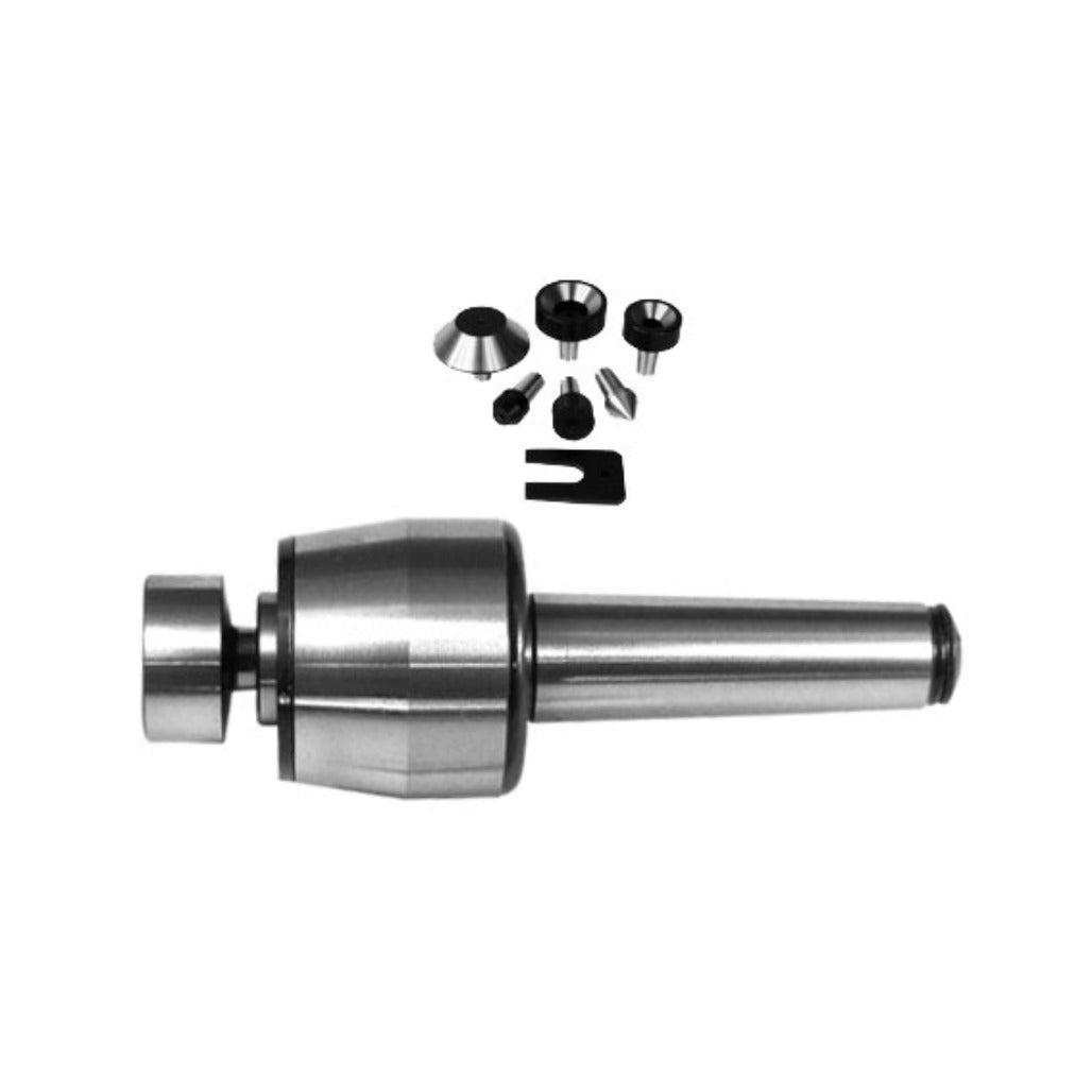 High-precision live center kit with triple-bearing design, stainless steel construction, and high-speed capability for machining and turning operations. Perfect for industrial manufacturing.