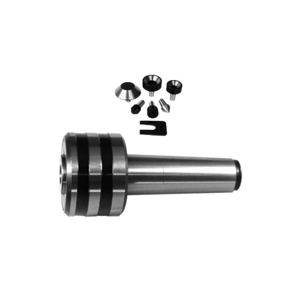 L0009 Shop Force super precision live center kit with high-precision bearings, durable forged alloy steel body, and a protective steel/elastomer ring for machining and turning operations.