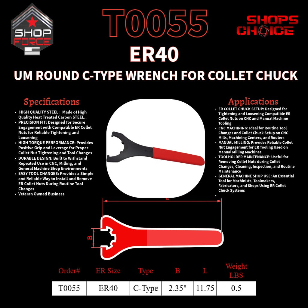 ER40 UM Round C-Type WRENCH FOR COLLET CHUCK