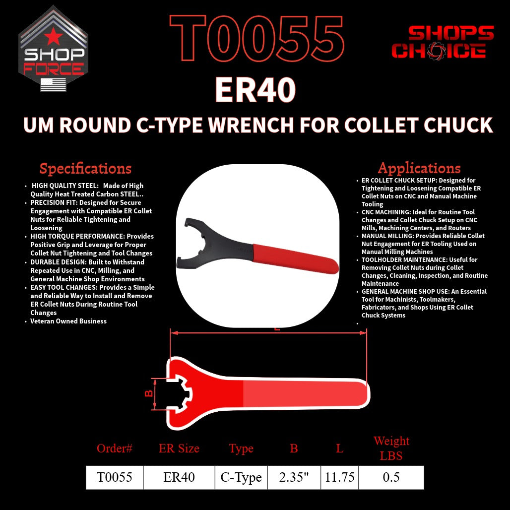 ER40 UM Round C-Type WRENCH FOR COLLET CHUCK