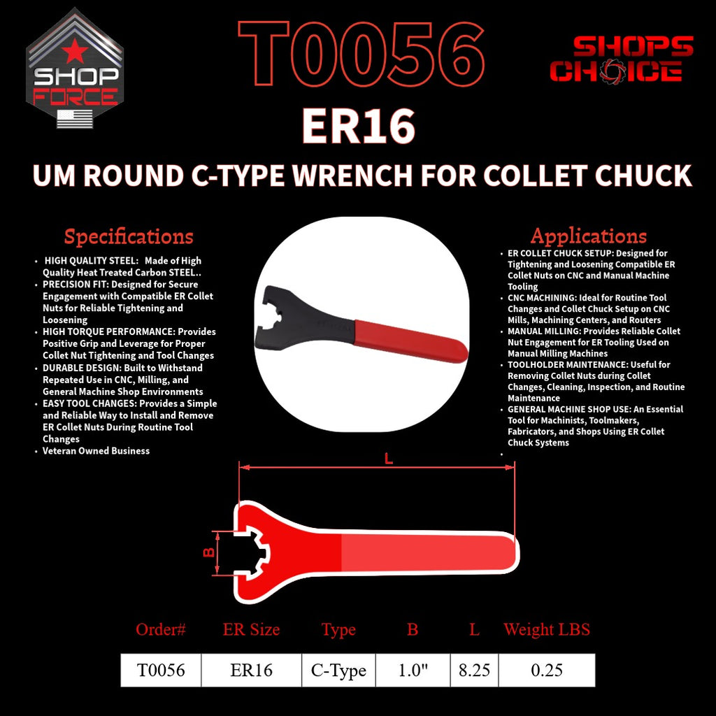 ER16 UM Round C-Type WRENCH FOR COLLET CHUCK