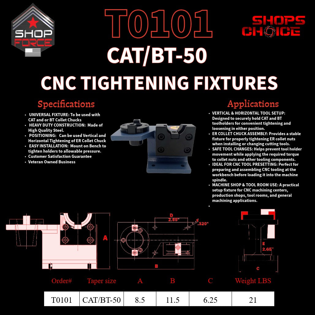 CAT/BT 50 CNC TIGHTENING FIXTURE  Shop'sChoice™