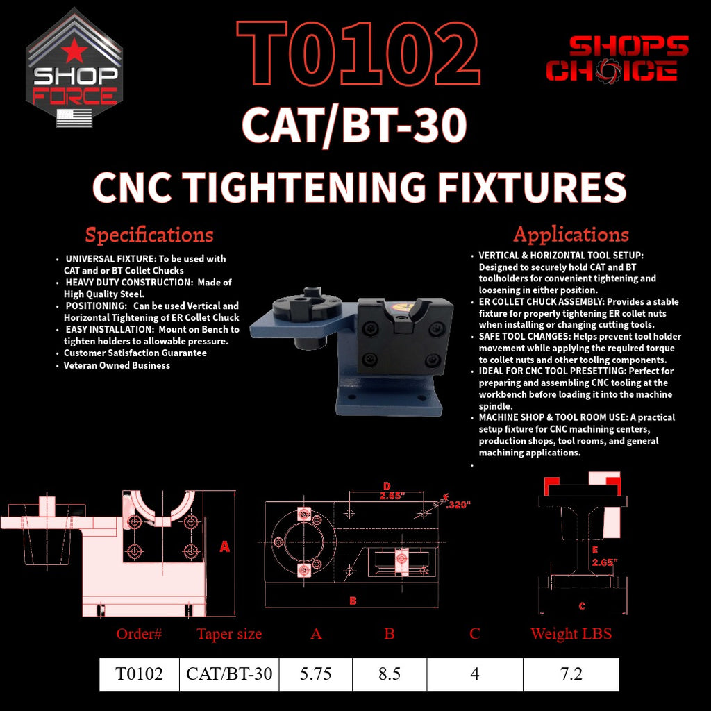 CAT/BT 30 CNC TIGHTENING FIXTURE  Shop'sChoice™