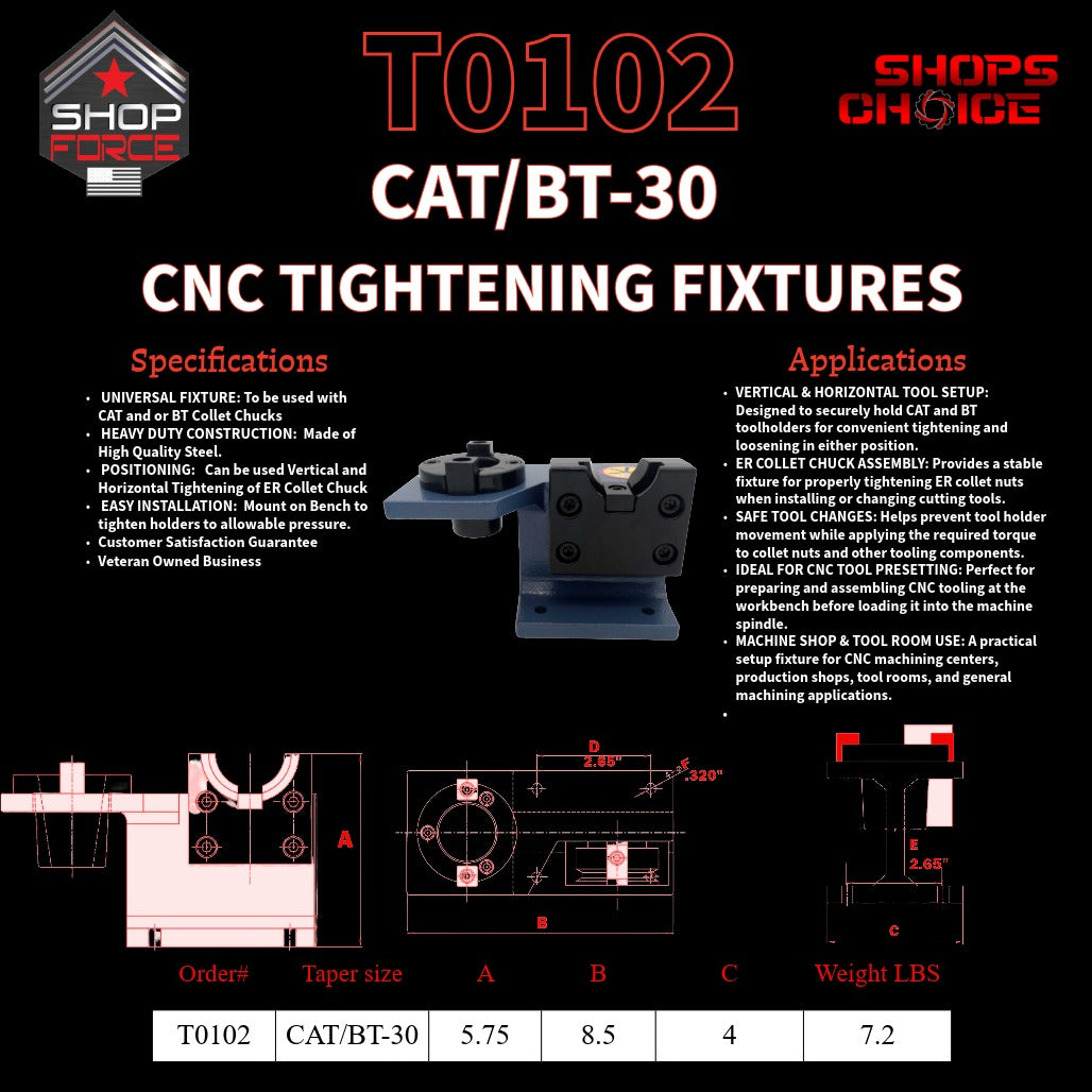 CAT/BT 30 CNC TIGHTENING FIXTURE  Shop'sChoice™