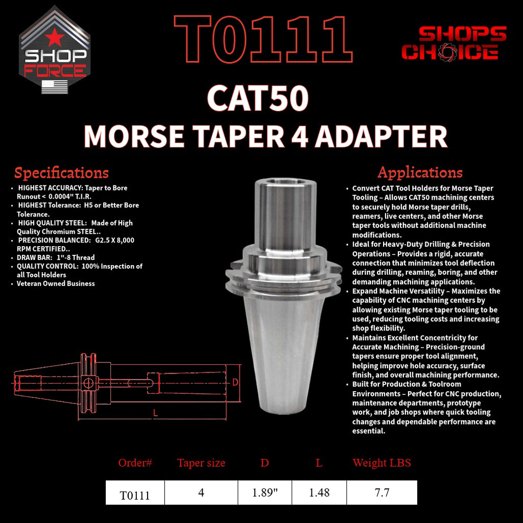 CAT50 MORSE TAPER 4 ADAPTER   Shop'sChoice™