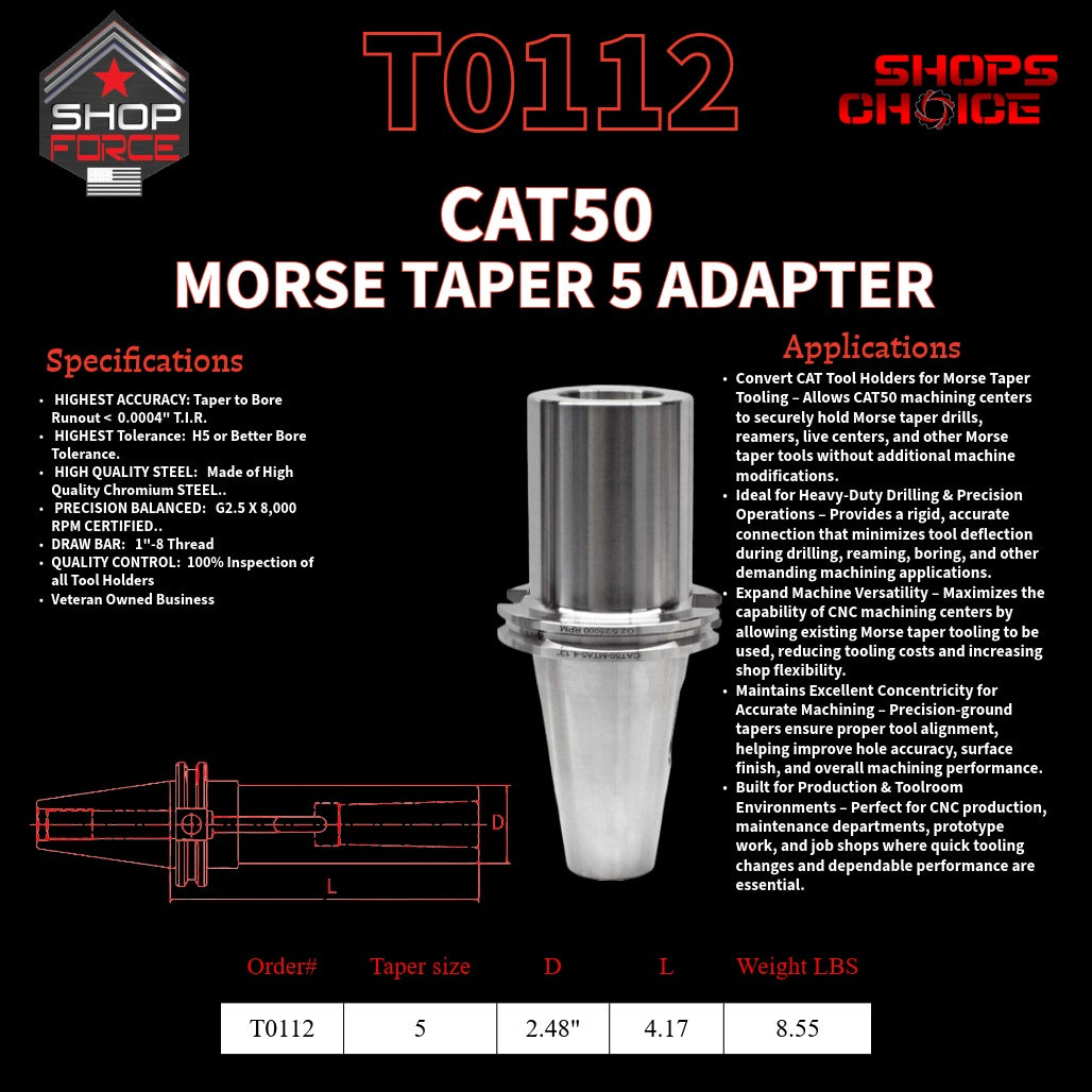 CAT50 MORSE TAPER 5 ADAPTER   Shop'sChoice™